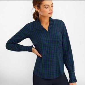 Brooks brothers size 2 blackwatch ruffle neck top